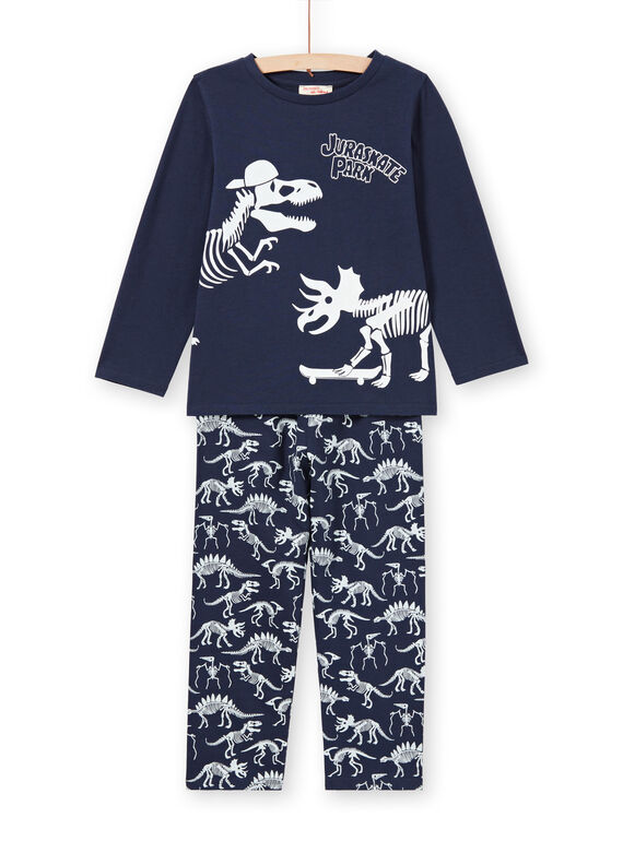 Pijama fosforescente azul-noite com padrões dinossauros menino MEGOPYJGLOW / 21WH1236PYJ705