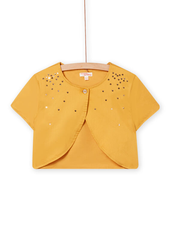 Cardigã amarelo em cetim com lantejoulas menina NABACAR / 22S90111CARB107