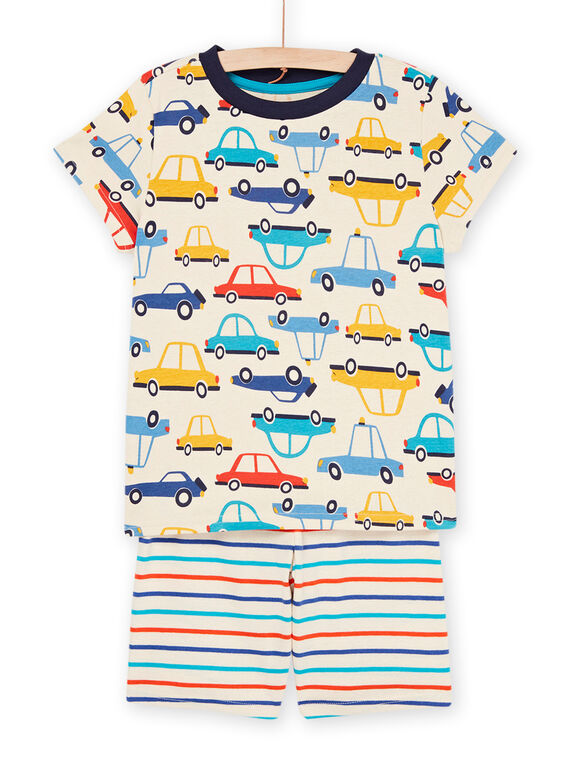 Pijama creme com estampado de carros e às riscas REGOPYCVOI / 23SH12HAPYJA016