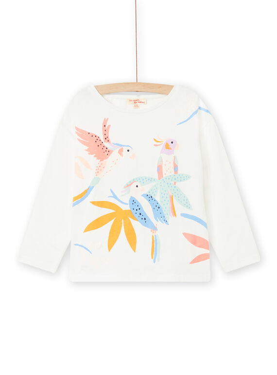 T-shirt cru com padrão pássaros coloridos com purpurinas menina NAMOTEE1 / 22S901N3TML001