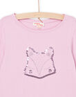T-shirt de mangas compridas rosa com estampado de raposa PAJOYTEE4 / 22W901B5TMLH700