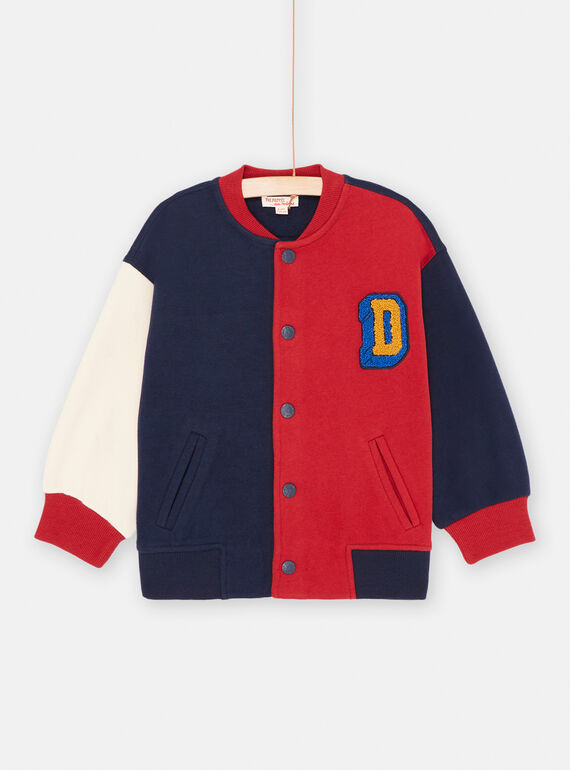 Blusão Teddy colorblock azul-noite e vermelho menino SOFORGIL / 23W902K1GIL705