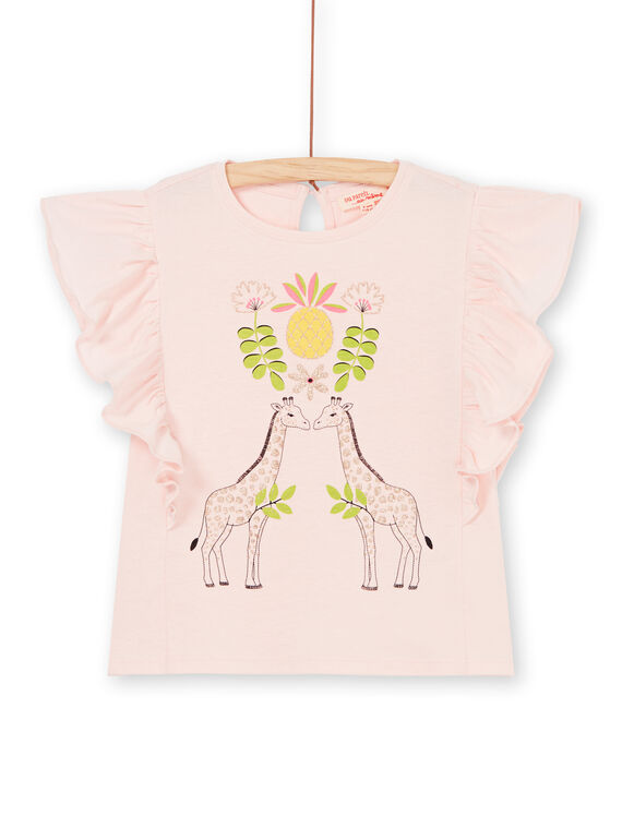 T-shirt rosa mangas curtas com folhos LAJAUTI1 / 21S901O1TMC307