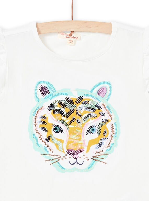 T-shirt de mangas curtas com padrão cabeça de tigre menina LAVERTI4 / 21S901Q4TMC001