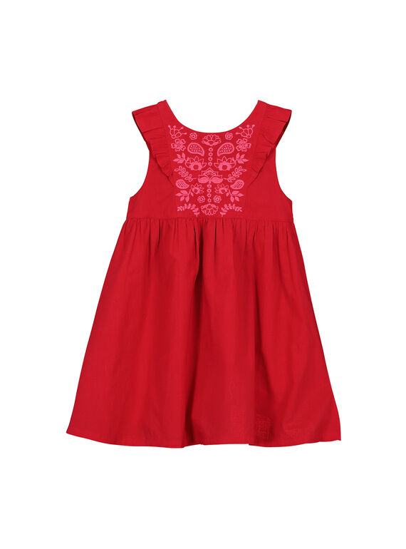 Vestido em algodão vermelho menina FACAROB3 / 19S901D3ROB050