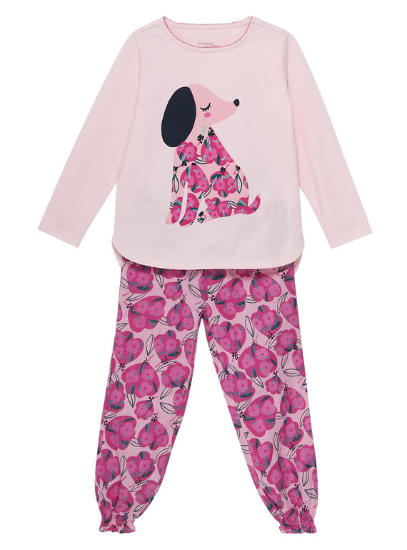 Pijama em jersey rosa pálido criança menina JEFAPYJCHIEN / 20SH1121PYJ301