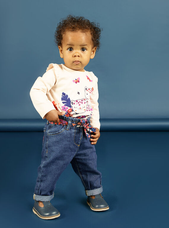 Calças de ganga com estampado florido bebé menina MIPAPAN / 21WG09H2PANP274