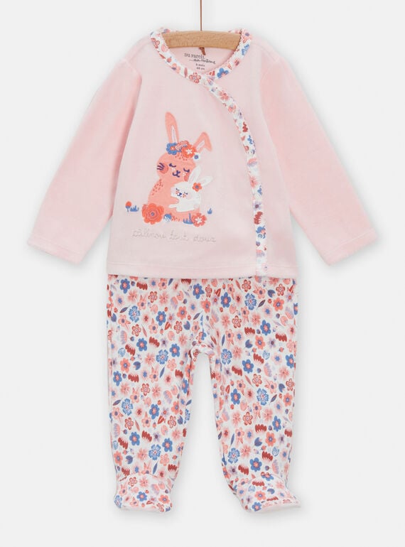 Pijama rosa em veludo decorativo para bebé menina TEFIPYJMAM / 24SH1342PYJ313