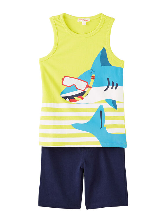 Conjunto de praia menino camisola de alças amarelo e bermudas azul-marinho JOPLAENS4 / 20S902X1ENS102