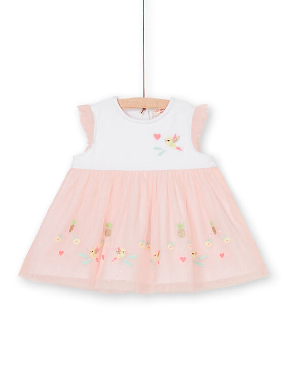 Vestido branco e rosa bebé menina LIBALROB4 / 21SG09O3ROB000