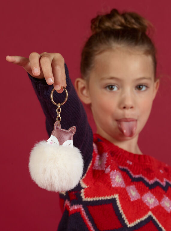 Porta-chaves cru e castanho raposa com pompom menina MYACLACLES2 / 21WI01G4D5M420