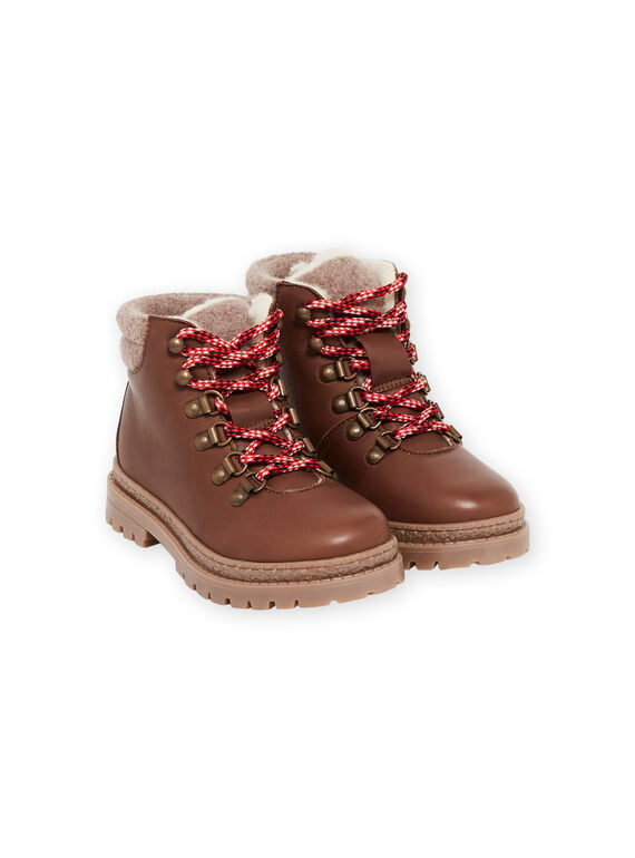 Boots couro castanho com atacadores menino MOBOOTMONT / 21XK3681D0D802