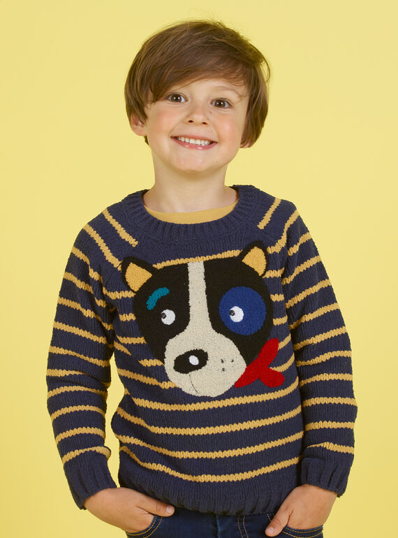 Camisola de mangas compridas às riscas e padrão cão menino MOMIXPUL / 21W902J1PUL717
