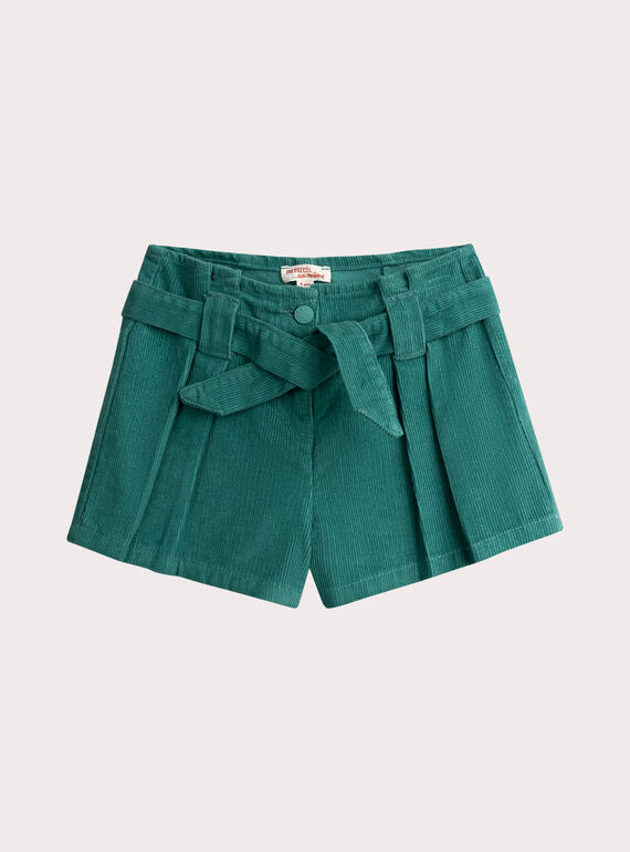 Calções de veludo verde azul para meninas VAKLISHORT / 24W90141SHO215