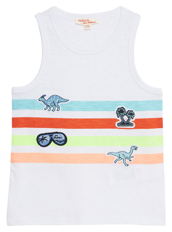 Camisola de alças branco estampado à frente e remendos JOQUADEB / 20S902R1DEB000