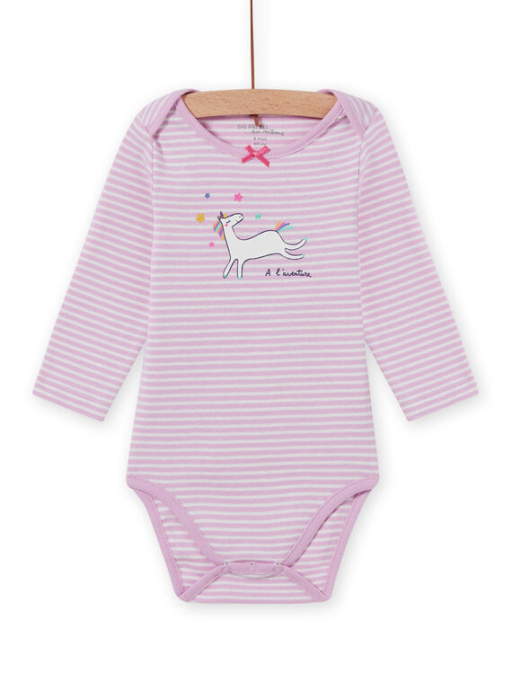 Body lavanda às riscas com padrão de unicórnio bebé menina MEFIBODLI / 21WH13C3BDL326
