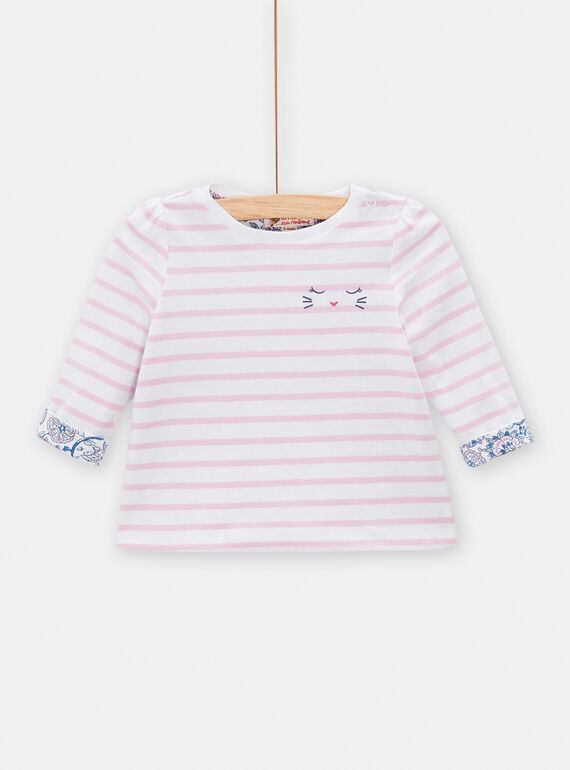 T-shirt reversível branco, rosa e azul para bebé menina TIDETEE1 / 24SG09J2TML000