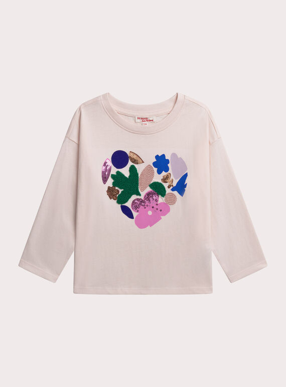 T-shirt bege com estampado floral para menina XABLUTEE2 / 25W901N1TML114