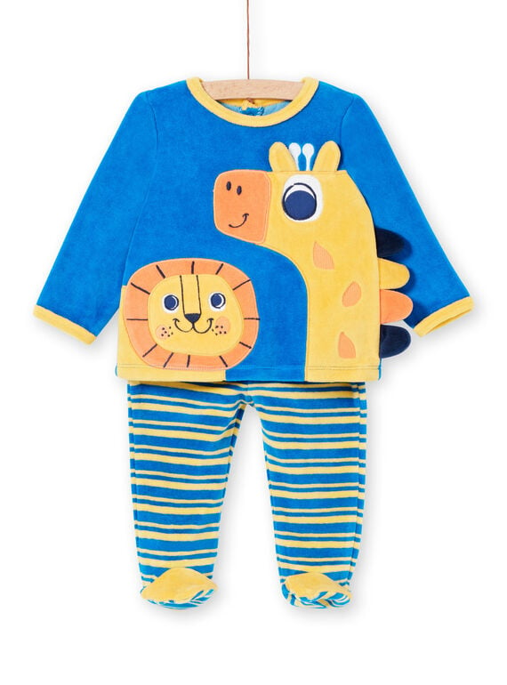 Pijama recém-nascido menino em veludo animação leão e girafa LEFUPYJAMI / 21SH1411PYJC209
