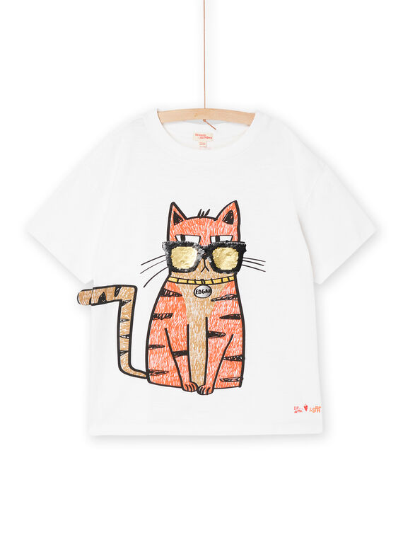 T-shirt branco com padrão de gato cápsula spa ROSPATI3 / 23S902P1TMC000