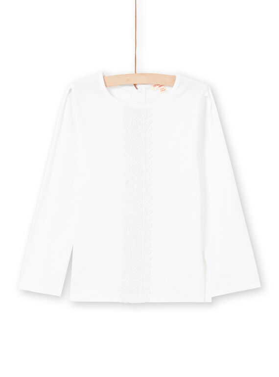 T-shirt de mangas compridas cru com renda menina MAJOSTEE2 / 21W90112TML001