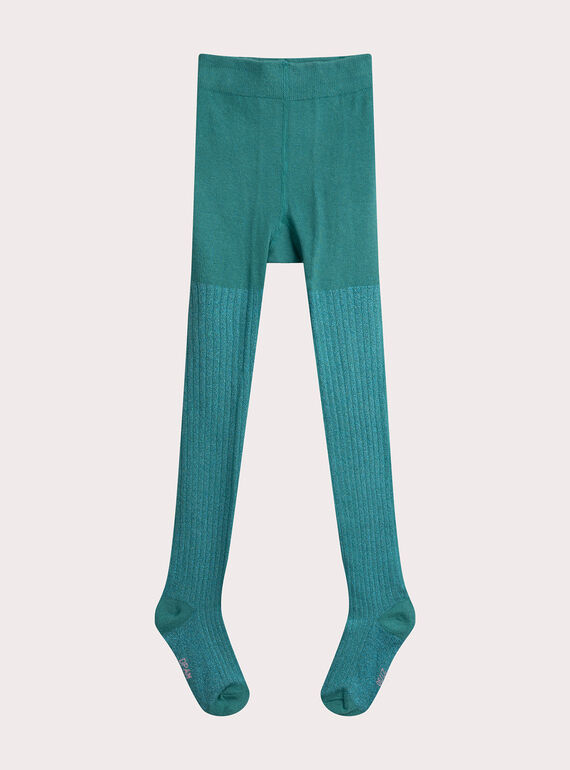 Meia-calça marinha com nervuras para menina  VYAJOSCOL5 / 24WI01H1COL215