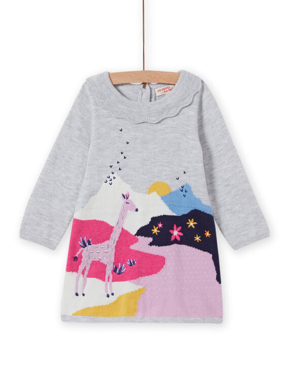Vestido em malha padrão decorativo bebé menina MIPLAROB2 / 21WG09O2ROBJ920