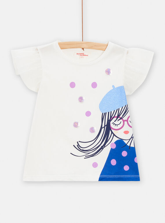 T-shirt branca com padrão Parisienne menina TAPATI / 24S90121TMC001