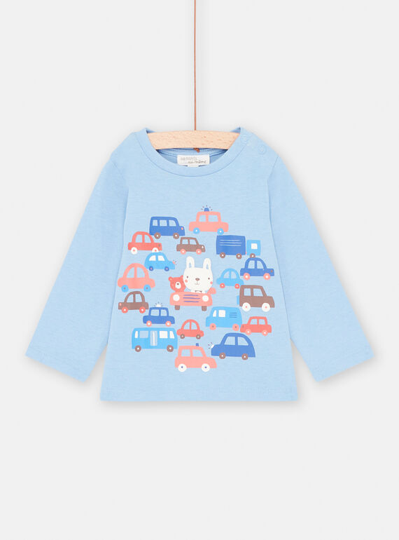T-shirt azul com padrão de carros e animais bebé menino SUFORTEE2 / 23WG10K1TML219