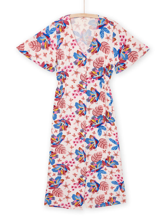Vestido comprido rosa-maquilhagem com estampado exótico RAMUMROB1 / 23S993G2ROBD327