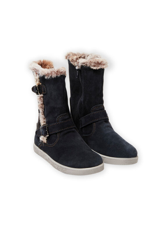 Botas forradas em camurça azul-marinho menina MABOTTECHAUD / 21XK3581D10070