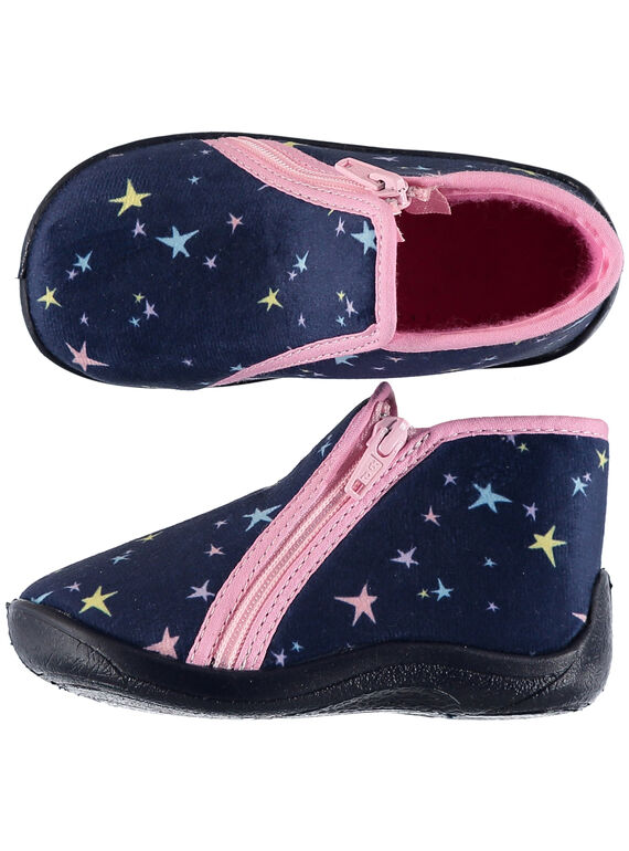 Chinelos estrelas veludo azul made in France bebé menina GBFBOTSTAR / 19WK37Z6D0A070