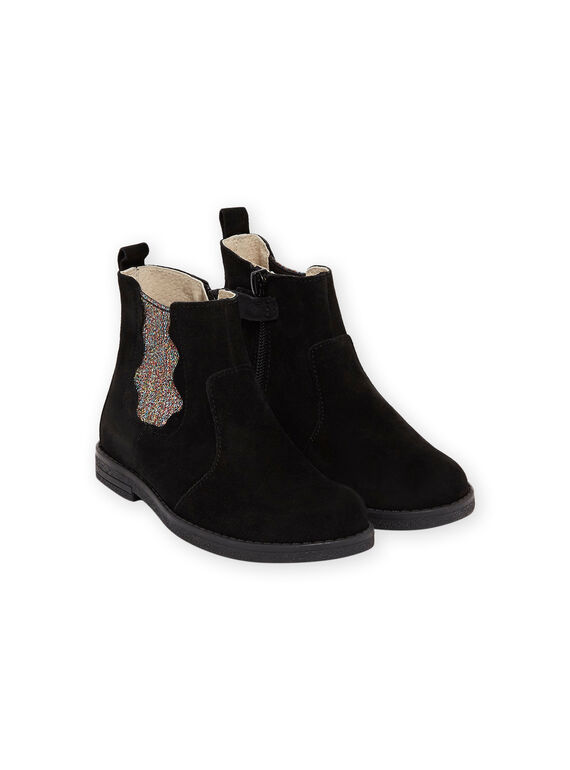 Boots preto em couro com detalhes brilhantes menina MABOOTMEL / 21XK3576D0D090