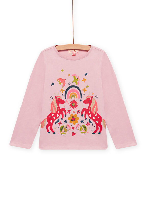 T-shirt rosa com padrão de unicórnio fantasia menina NAVITEE1 / 22S901M1TMLD326