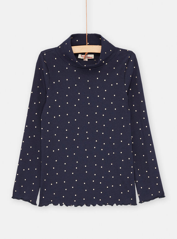 Camisola interior azul-marinho com estampado às bolas para menina SAJOSOUP3 / 23W901NBSPL070