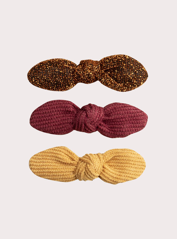 Conjunto de 3 presilhas com laços de lantejoulas para meninas  VYAJOCLIC2 / 24WI01L7BRT952