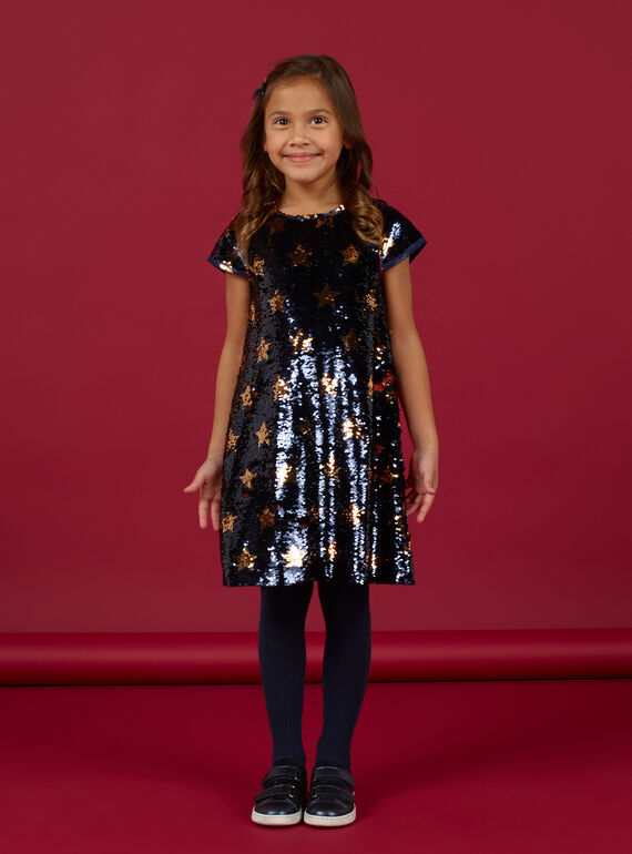Vestido com padrão de estrelas e lantejoulas reversíveis menina MANOROB3 / 21W901Q3ROB070