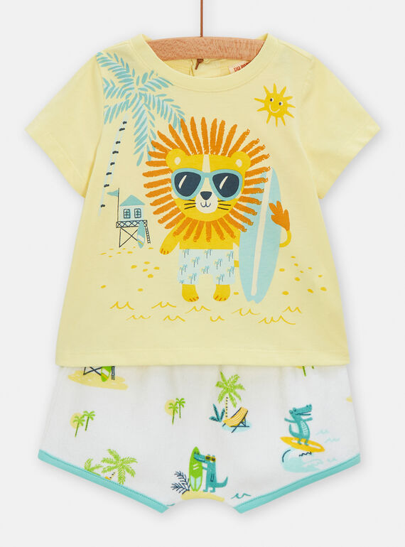 Conjunto de verão amarelo e branco para bebé menino TUPLAENS / 24SG10S1ENS103