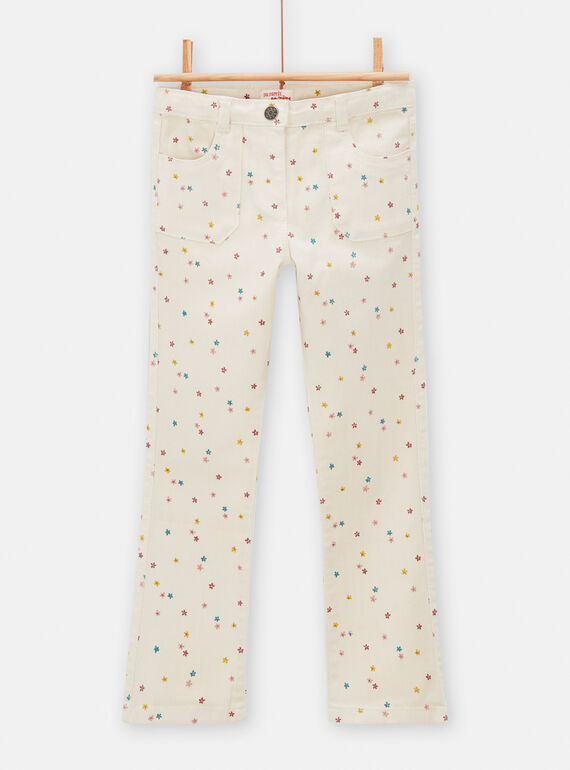 Calças de ganga cru-escuro com estampado florido para menina TAJOPANT1 / 24S90181PAN003