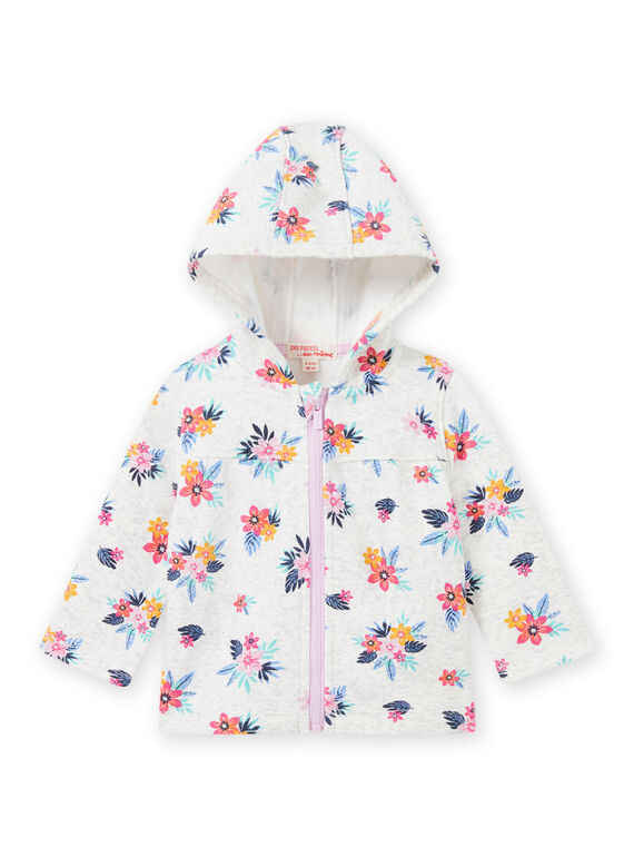 Sweat cinzento mesclado com estampado florido bebé menina MIPLAHOJOG / 21WG09O1JGHJ920