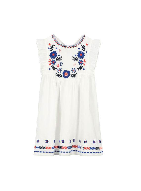Vestido branco bordado menina FATOROB3 / 19S901L3ROB000