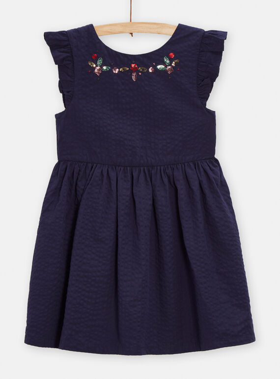 Vestido azul-escuro com lantejoulas e costas decotadas menina TACLUROB3 / 24S901O2ROBC211