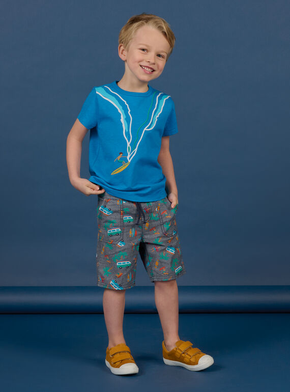 T-shirt de mangas curtas azul com padrão surfista menino NOWATI2 / 22S902V6TMCC221