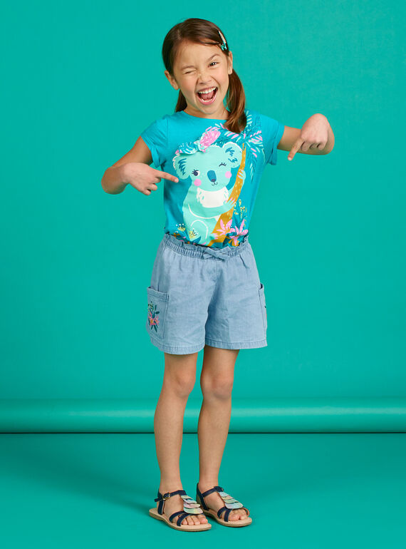 Calções em ganga azul-claro menina LAVERSHORT1 / 21S901Q1SHOP272