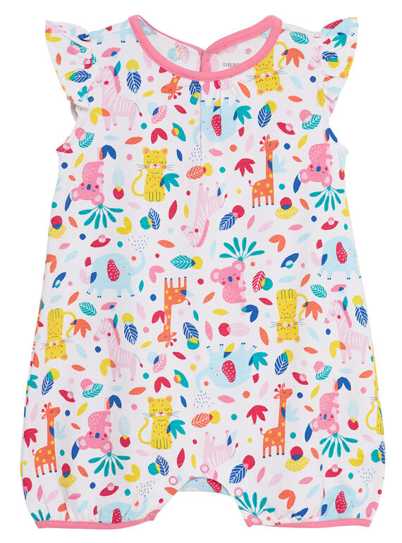 Babygro curto bebé menina branco estampado safari JEFIGREMAUX / 20SH13U2GRE000