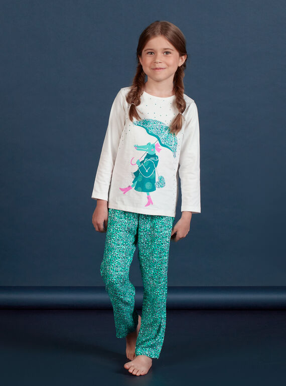 Conjunto pijama padrão decorativo crocodilo menina MEFAPYJCRO / 21WH1182PYJ001