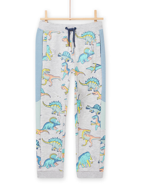 Calças de fato de treino cinzento mesclado com estampado dinossauros menino NOMOJOG / 22S902N1JGBJ922