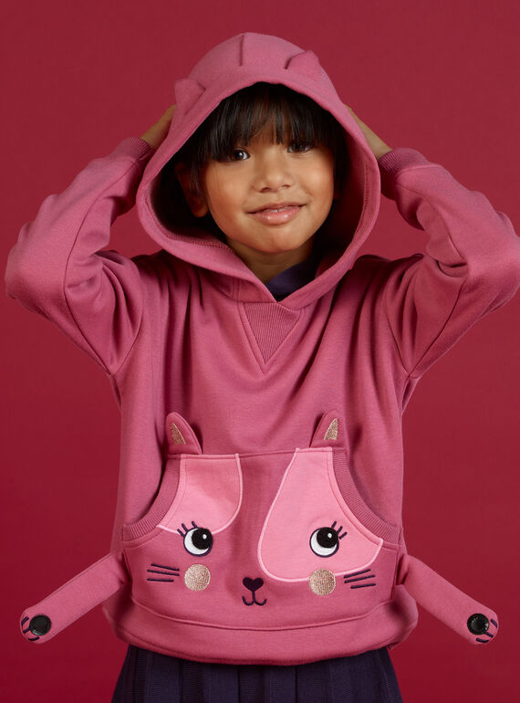 Sweat-shirt com capuz e estampado de gato menina MAFUNSWEA / 21W901M1SWEH700
