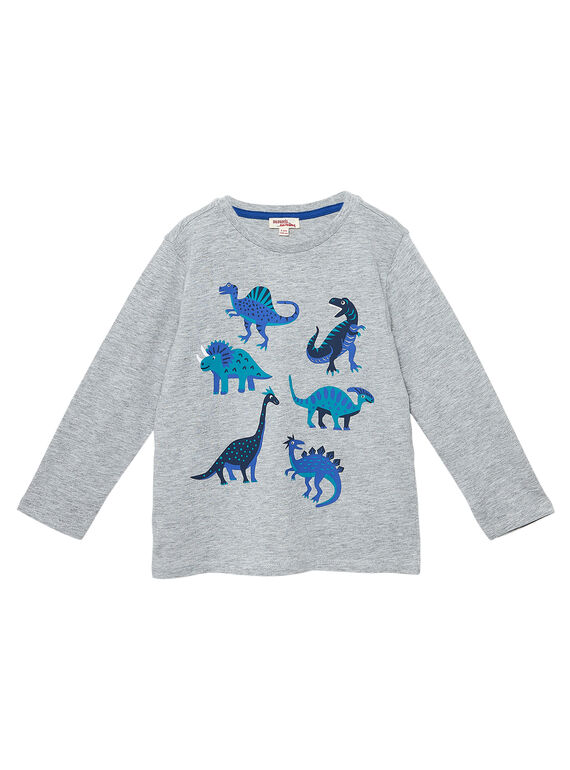 T-shirt mangas compridas menino cinzento mesclado estampado dinossauros JOJOTEE2 / 20S90243D32943
