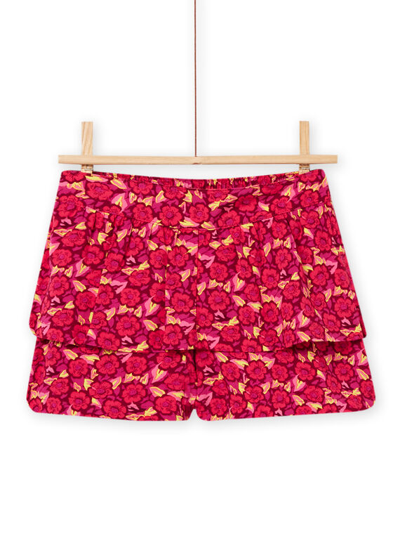 Calções com folhos e estampado florido ameixa menina NAFLASHORT / 22S901R1SHO709